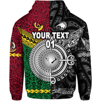 Custom Vanuatu New Zealand Hoodie Together Black, Custom Text and Number LT8 - Polynesian Pride