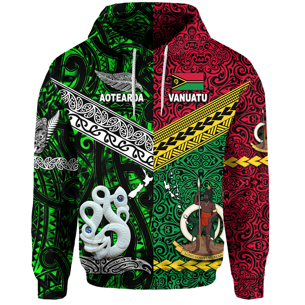 Custom Vanuatu New Zealand Hoodie Together Green, Custom Text and Number LT8 - Polynesian Pride