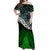 New Zealand Maori Off Shoulder Long Dress - Manaia Paua Shell Glitter Green LT4 Women Green - Polynesian Pride