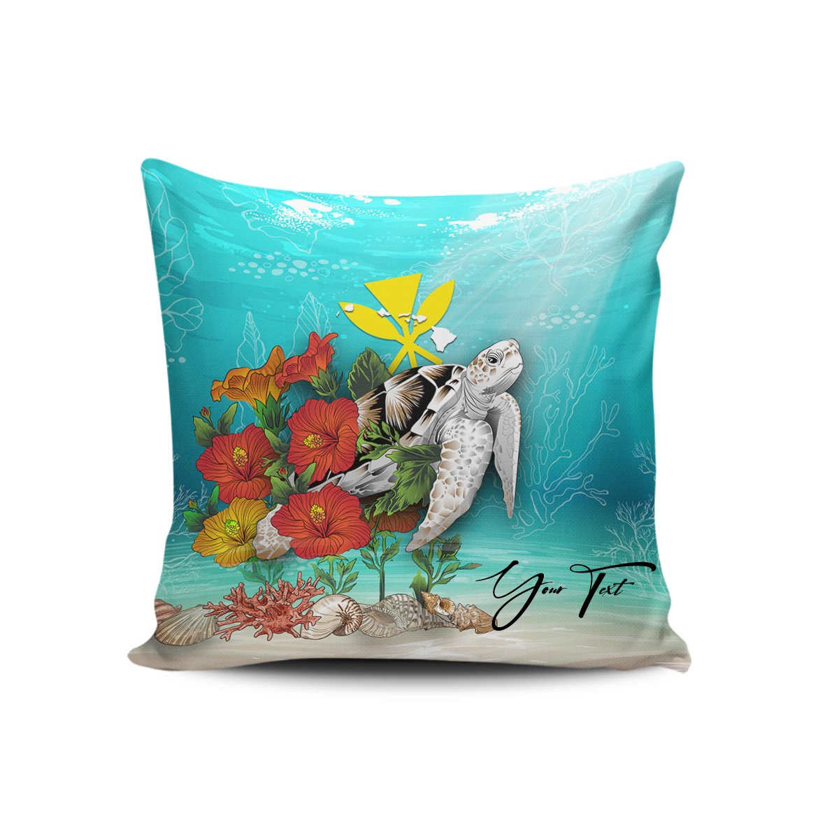 (Custom) Kanaka Maoli (Hawaiian) Pillow Cases - Ocean Turtle Hibiscus Personal Signature - Polynesian Pride