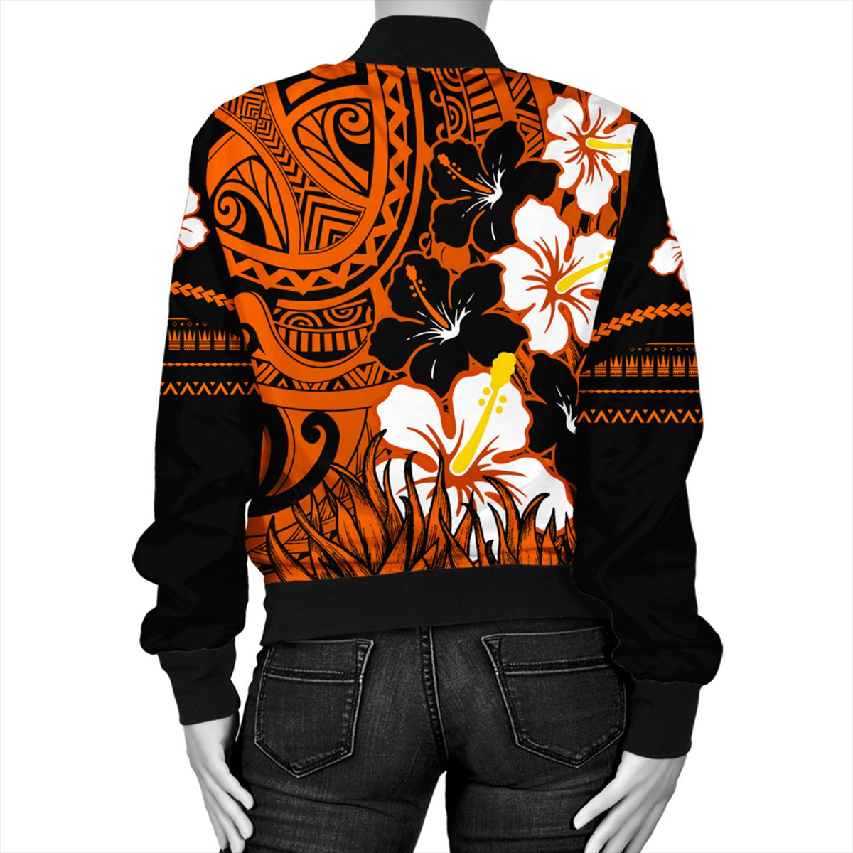 Hawaii Bomber Jacket - Black Noon Hibiscus Bomber Jacket AH - Polynesian Pride