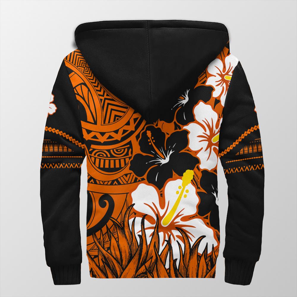 Hawaii - Black Noon Hibiscus Sherpa Hoodie AH - Polynesian Pride