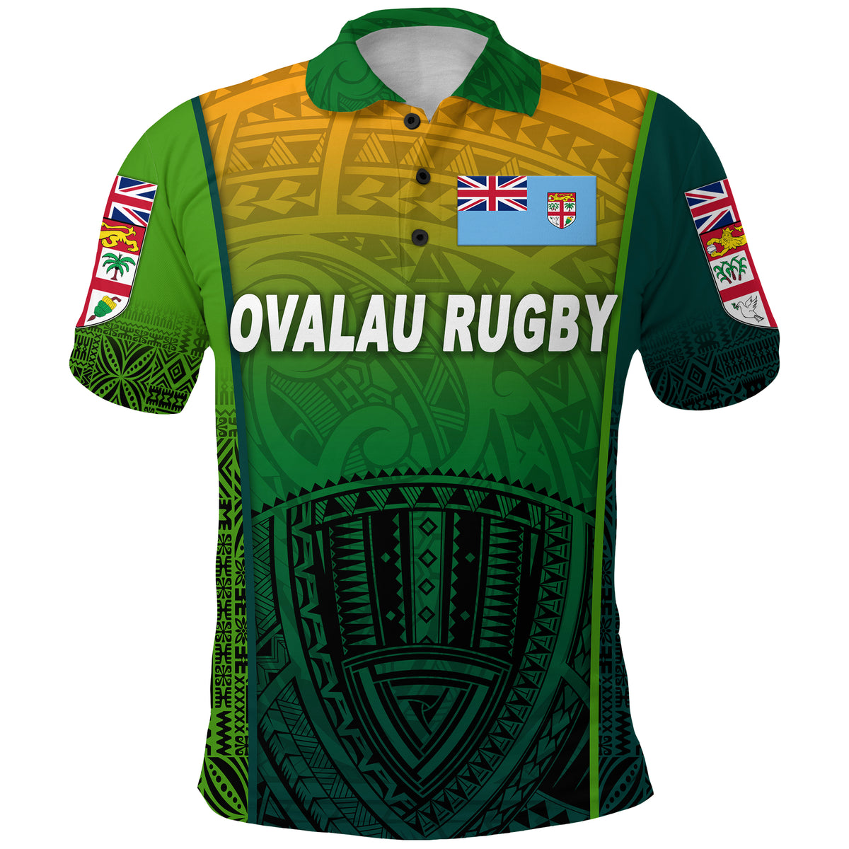 Fiji Ovalau Rugby Polo Shirt Light Green Style LT8 - Polynesian Pride