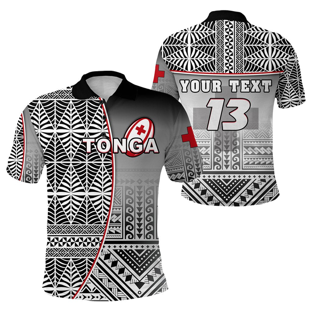 Custom Tonga Rugby Polo Shirt Impressive Version Black Custom Text and Number Unisex Black - Polynesian Pride
