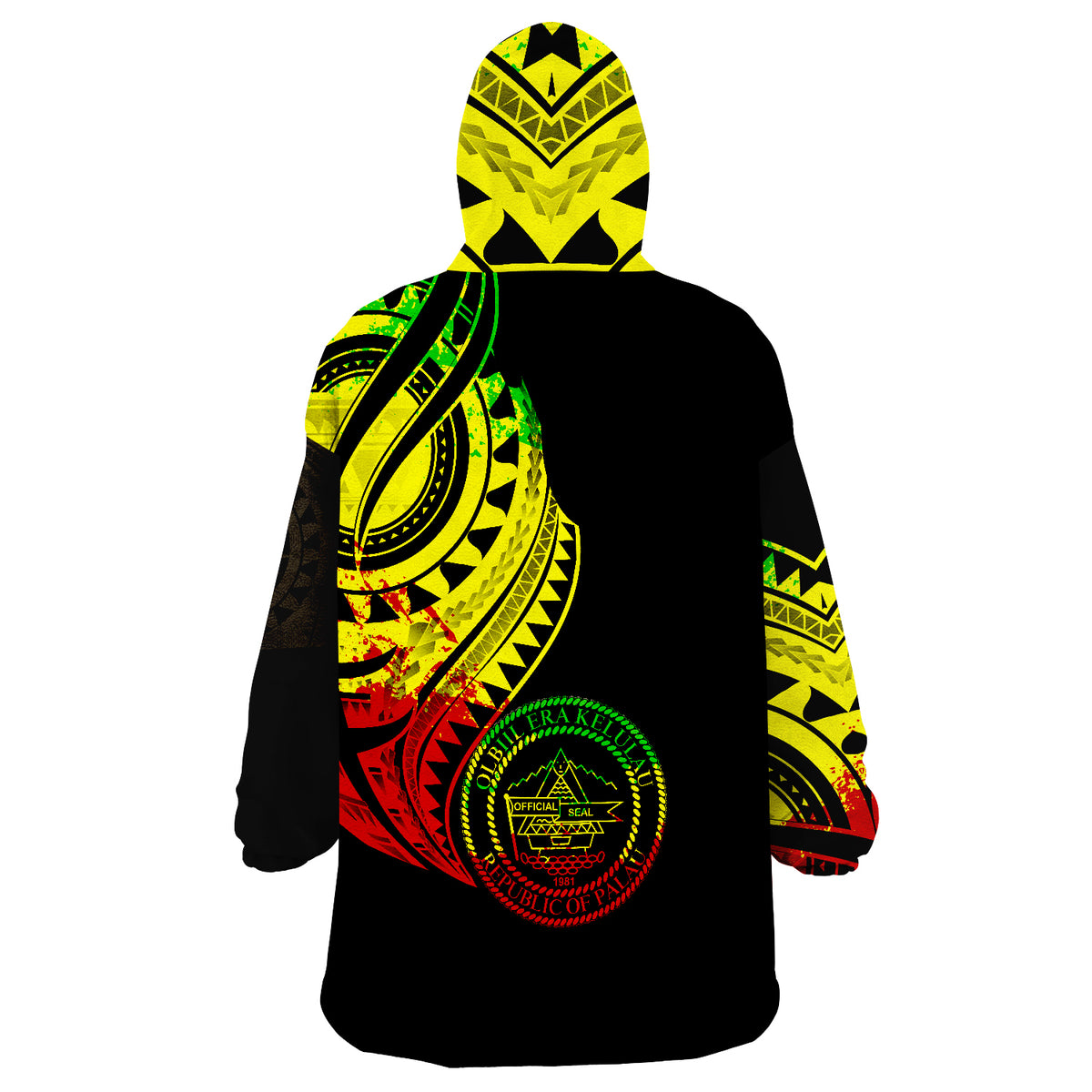 Palau CNMI Tatau Reggae Patterns Wearable Blanket Hoodie LT9 - Polynesian Pride