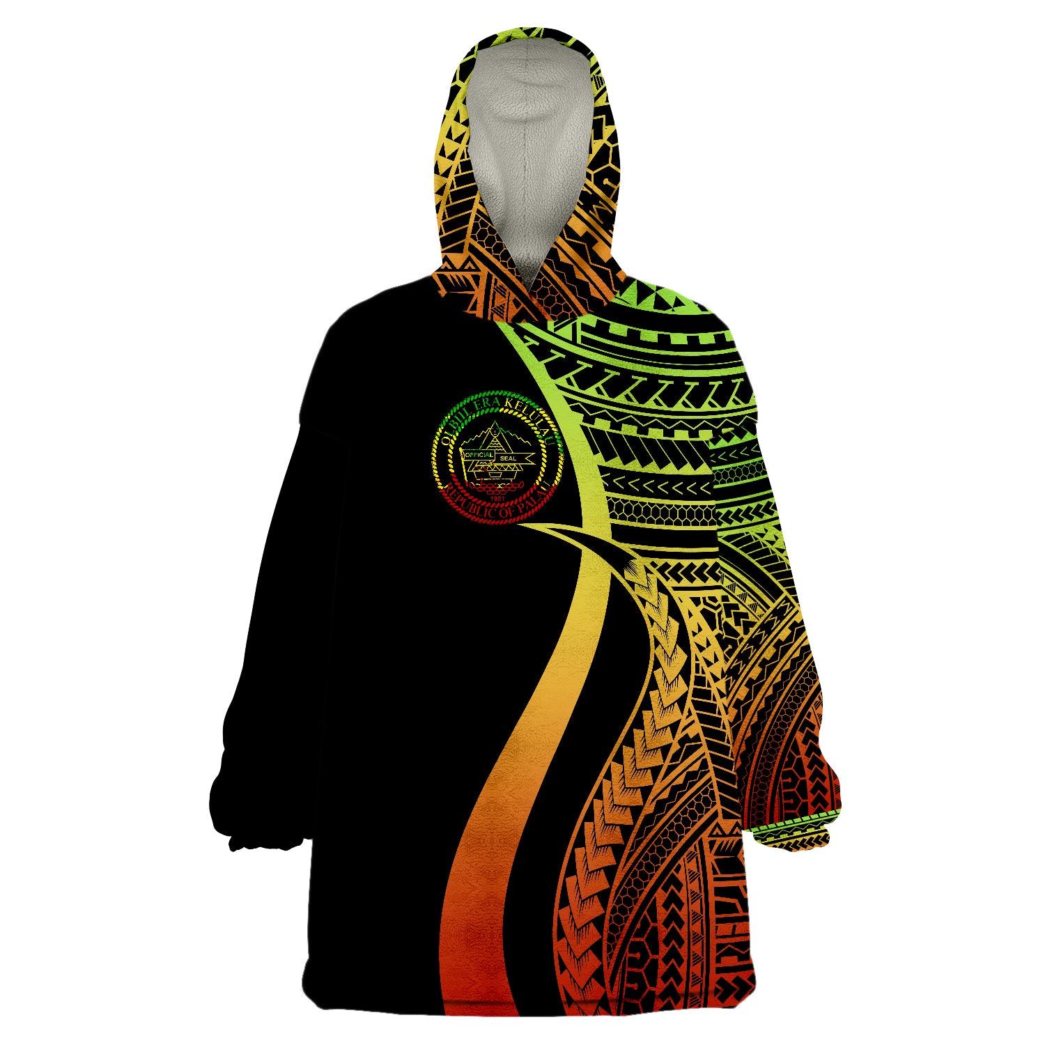 Palau Reggae Tentacle Tribal Pattern Wearable Blanket Hoodie LT9 Unisex One Size - Polynesian Pride
