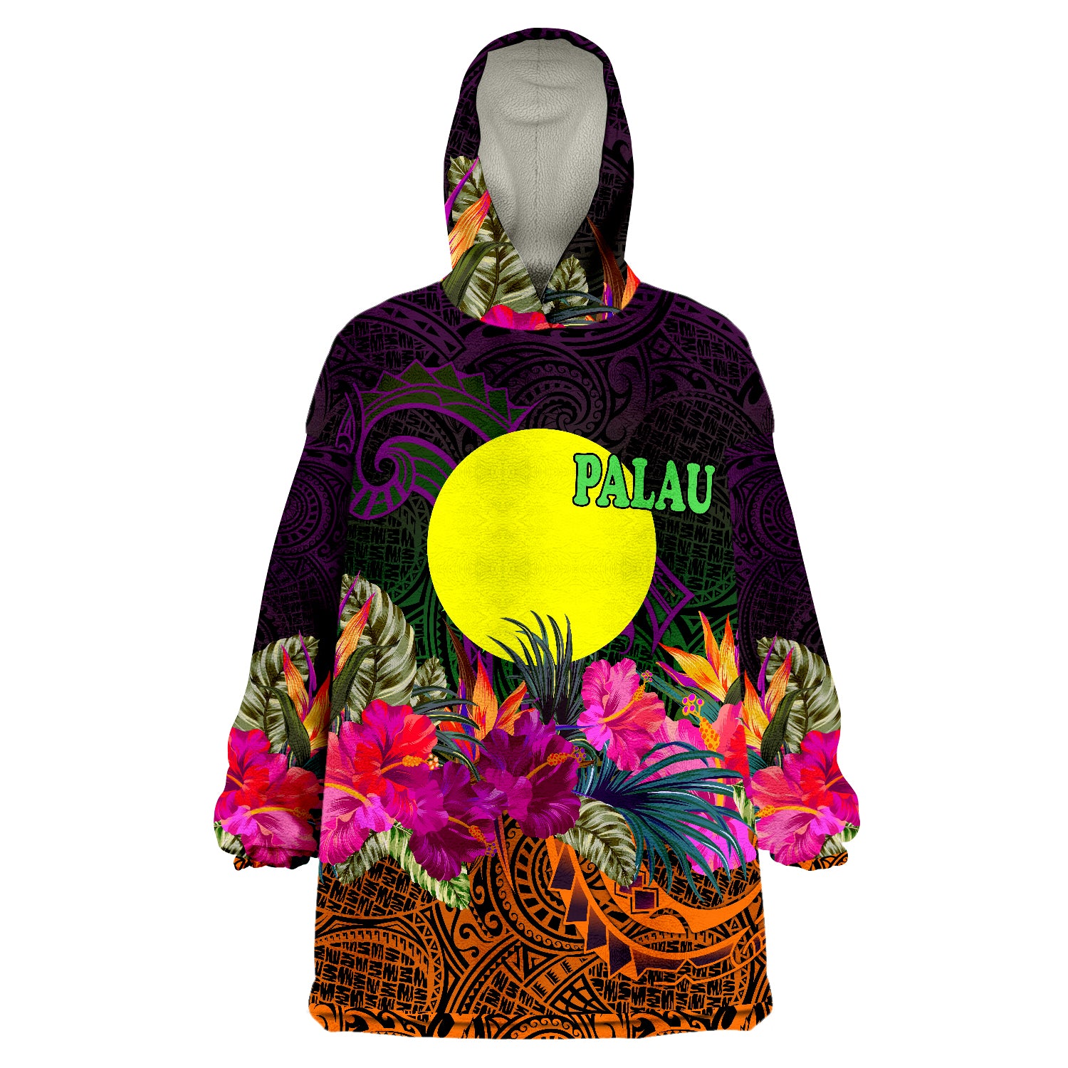 Palau Summer Hibiscus Wearable Blanket Hoodie LT9 Unisex One Size - Polynesian Pride