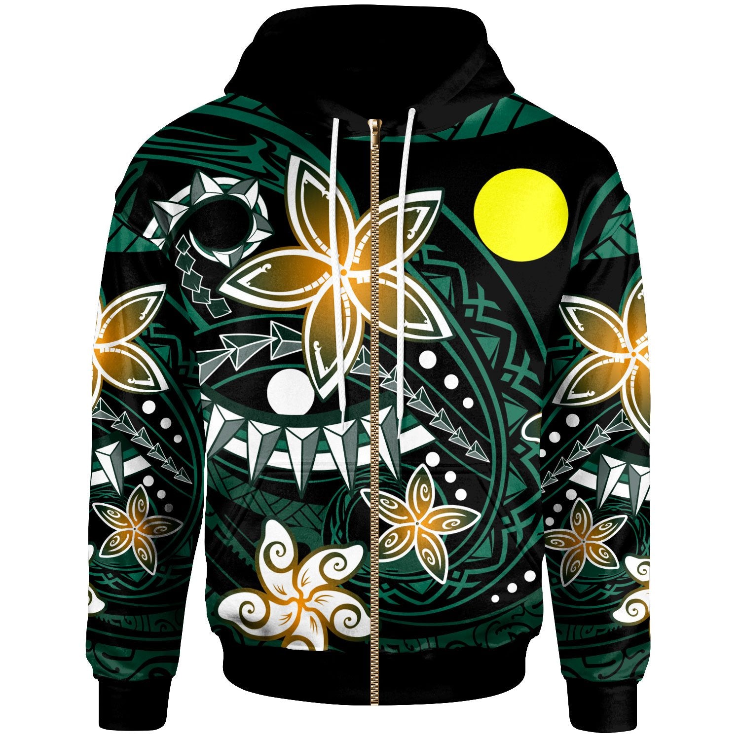Palau Zip Hoodie Spring Style Black Color Unisex Black - Polynesian Pride