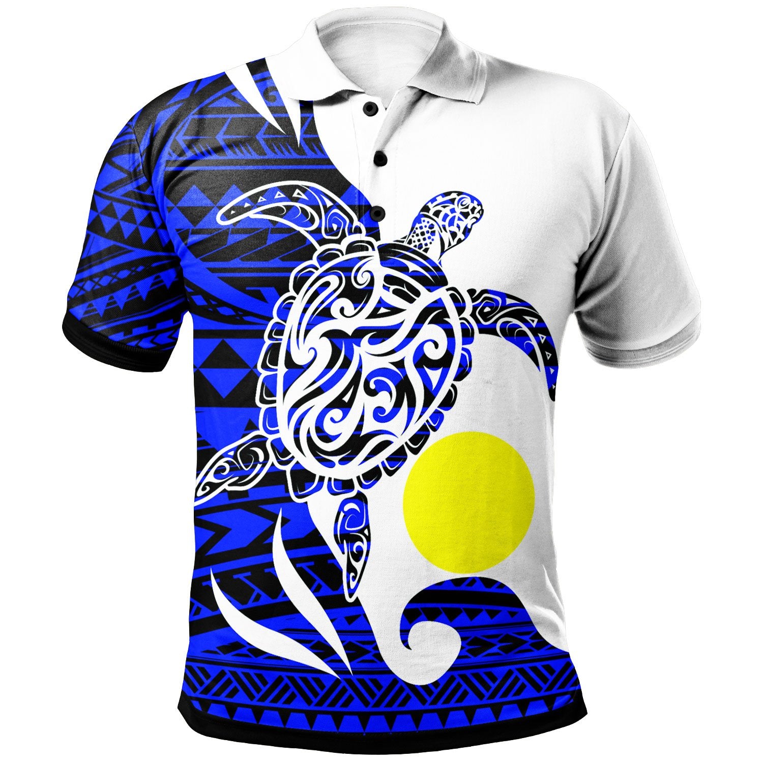 Palau Custom Polo Shirt Mega Turtle Unisex Blue - Polynesian Pride