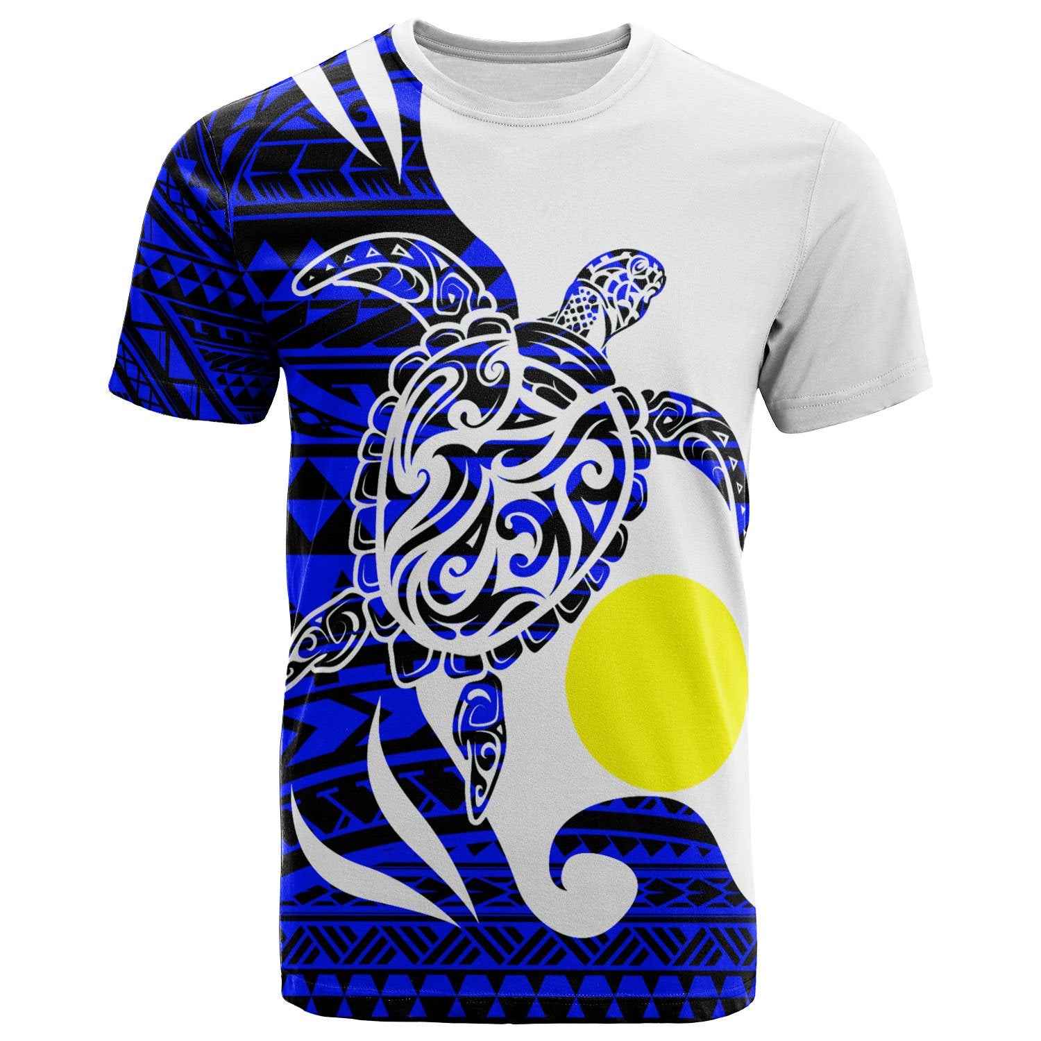 Palau Custom T Shirt Mega Turtle Unisex Blue - Polynesian Pride