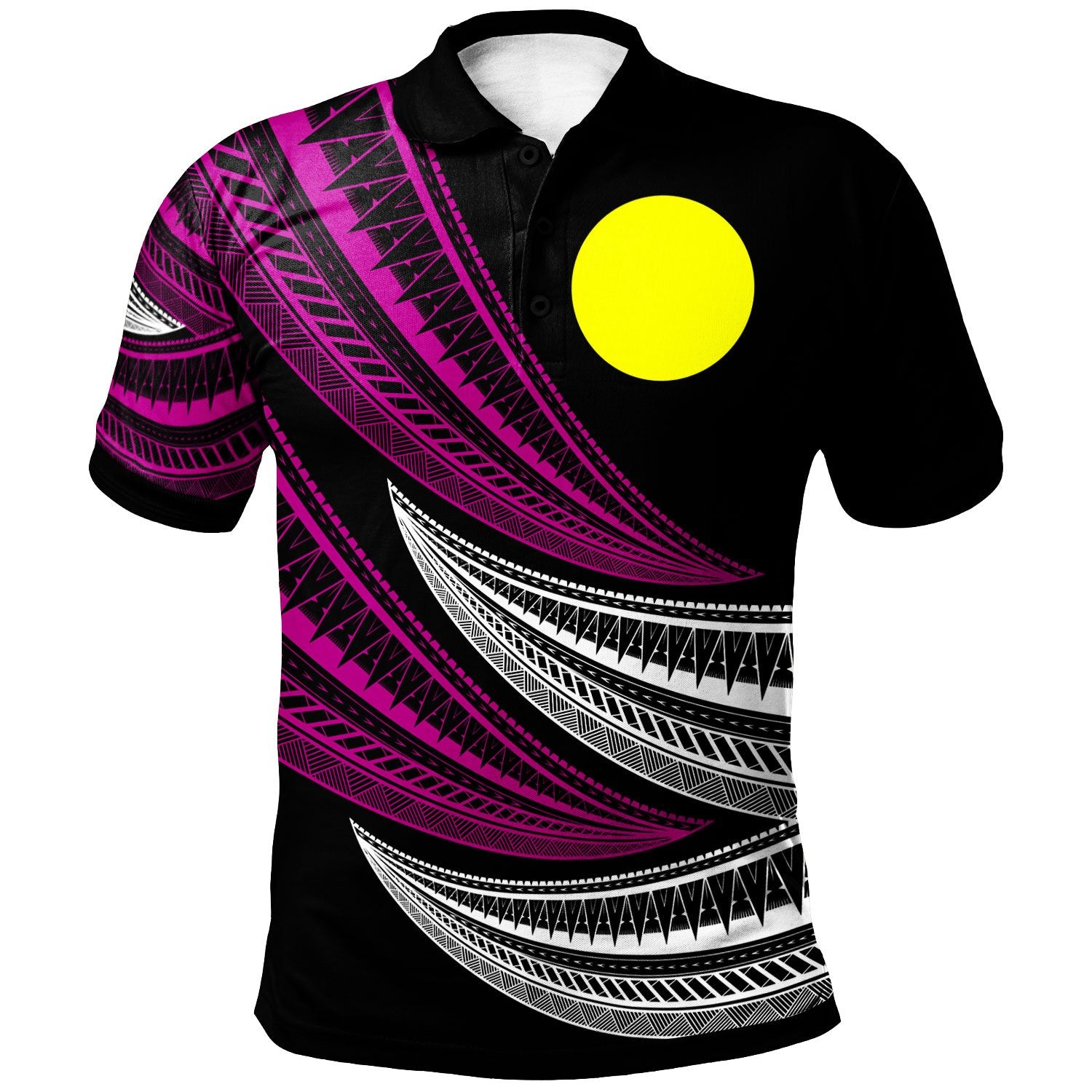 Palau Custom Polo Shirt Wave Pattern Alternating Purple Color Unisex Purple - Polynesian Pride