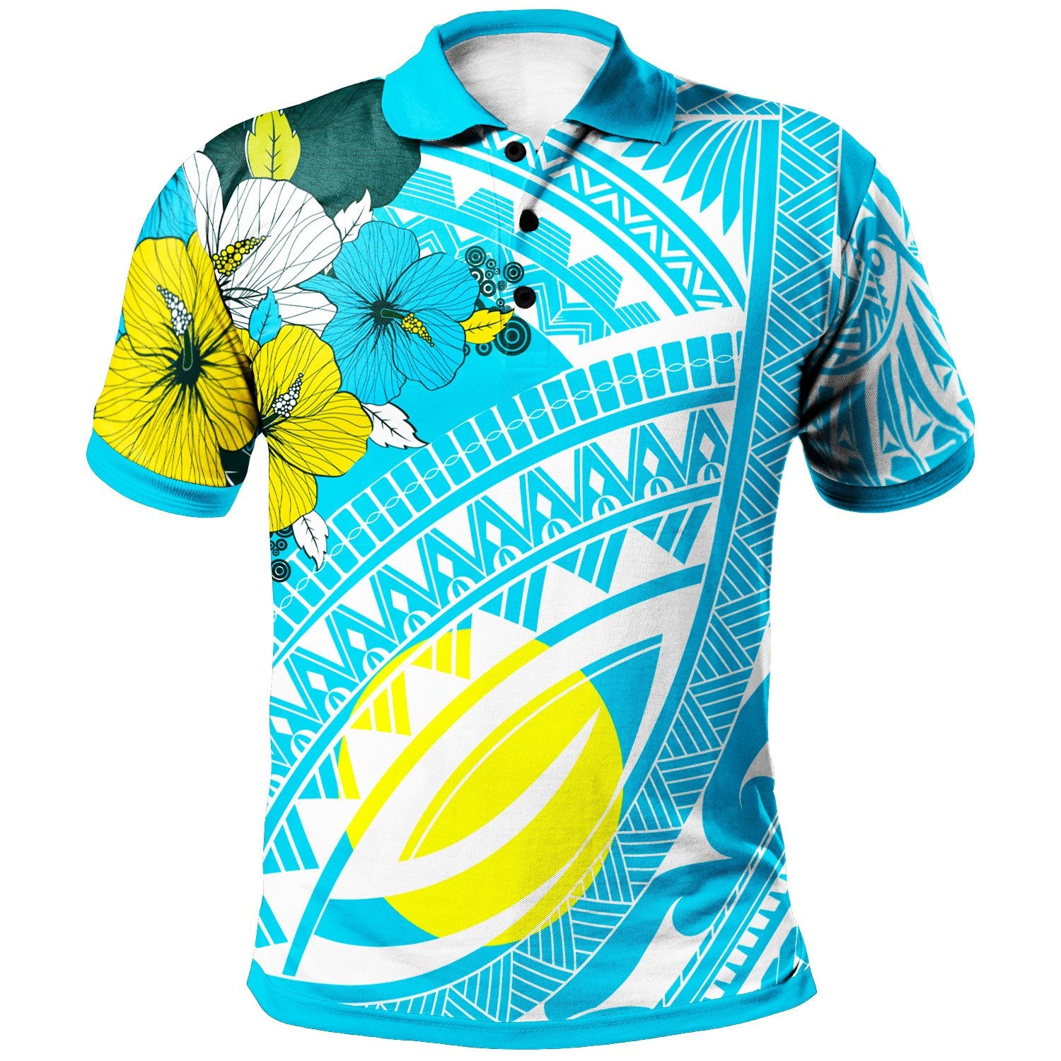 Palau Polo Shirt Polynesian Pattern Aquamarine Stone Color Unisex Blue - Polynesian Pride