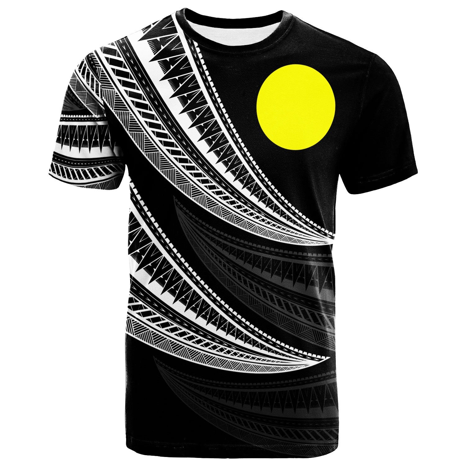 Palau Custom T Shirt Wave Pattern Alternating White Color Unisex White - Polynesian Pride