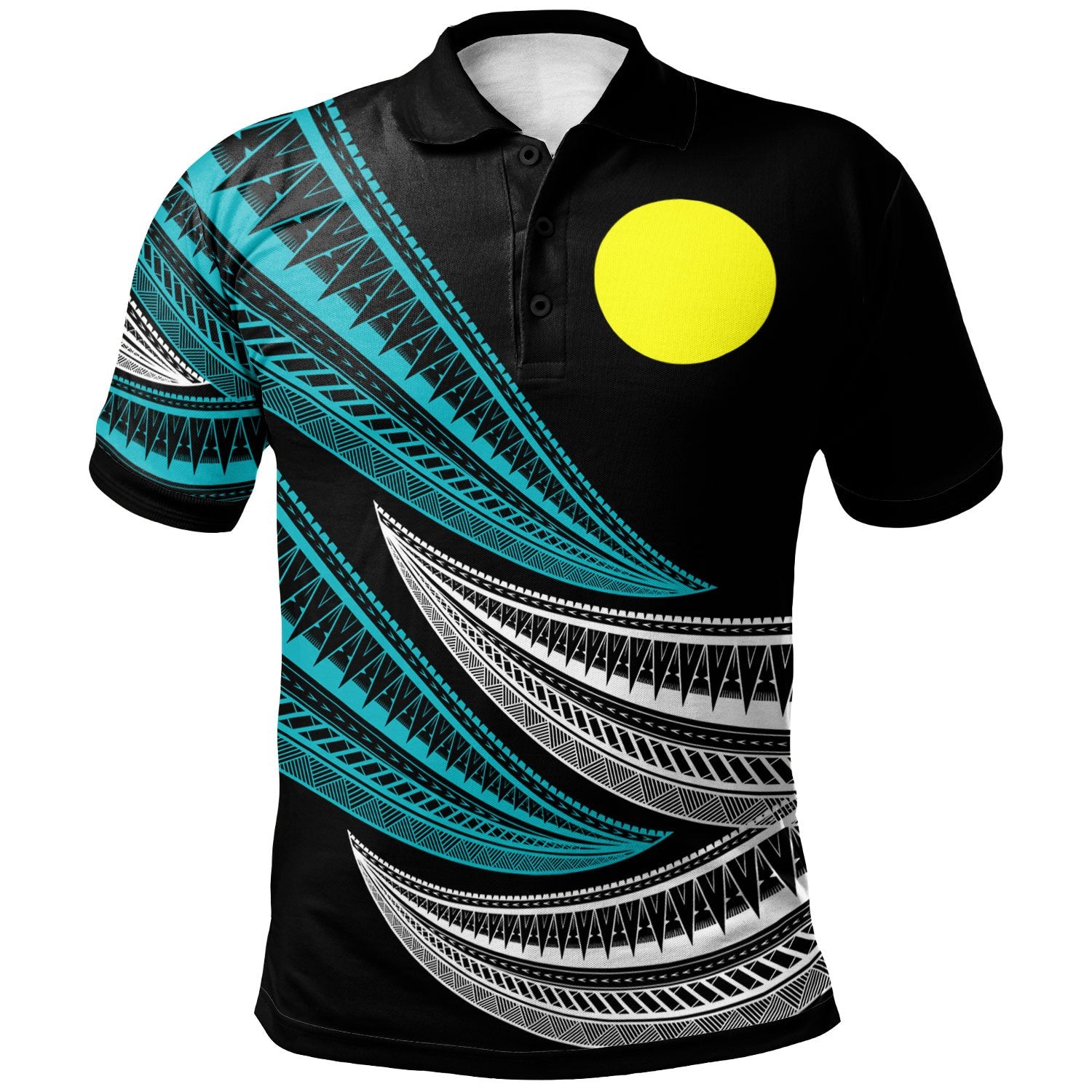 Palau Custom Polo Shirt Wave Pattern Alternating Blue Color Unisex Blue - Polynesian Pride