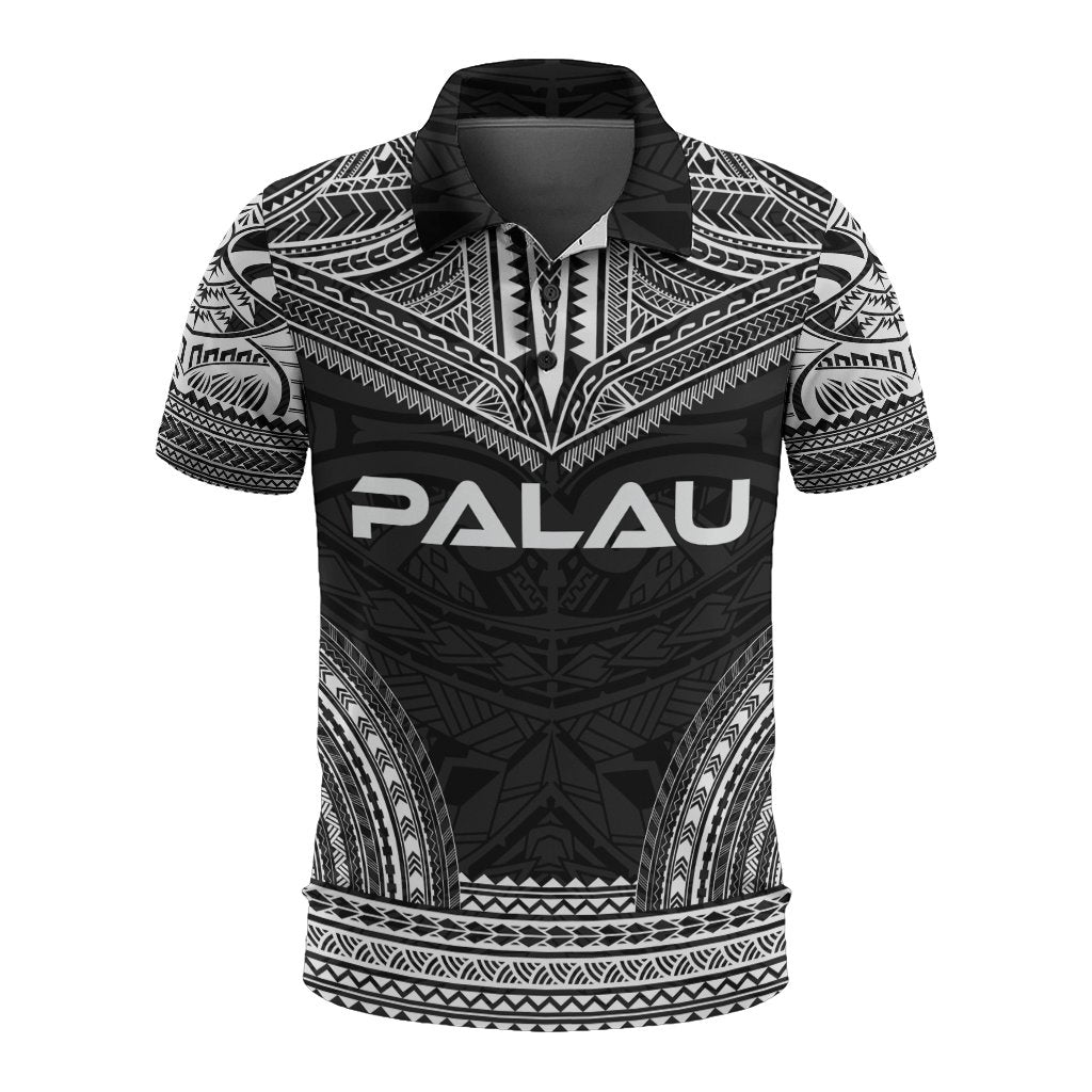 Palau Polo Shirt Palau Seal Polynesian Chief Tattoo Black Version Unisex Black - Polynesian Pride