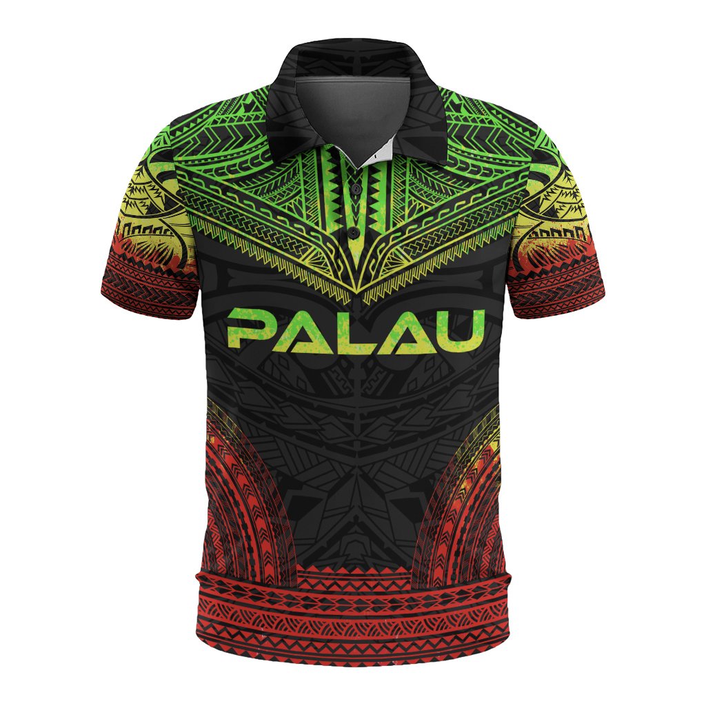 Palau Polo Shirt Palau Seal Polynesian Chief Tattoo Reggae Version Unisex Reggae - Polynesian Pride