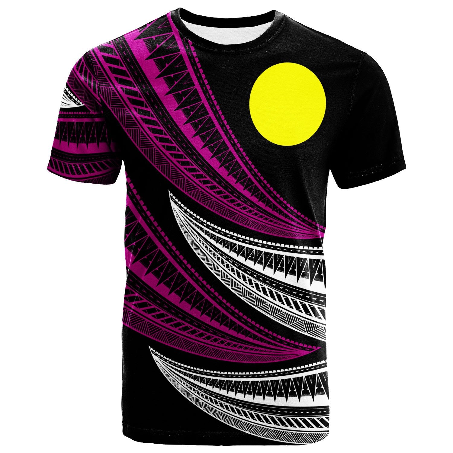 Palau Custom T Shirt Wave Pattern Alternating Purple Color Unisex Purple - Polynesian Pride