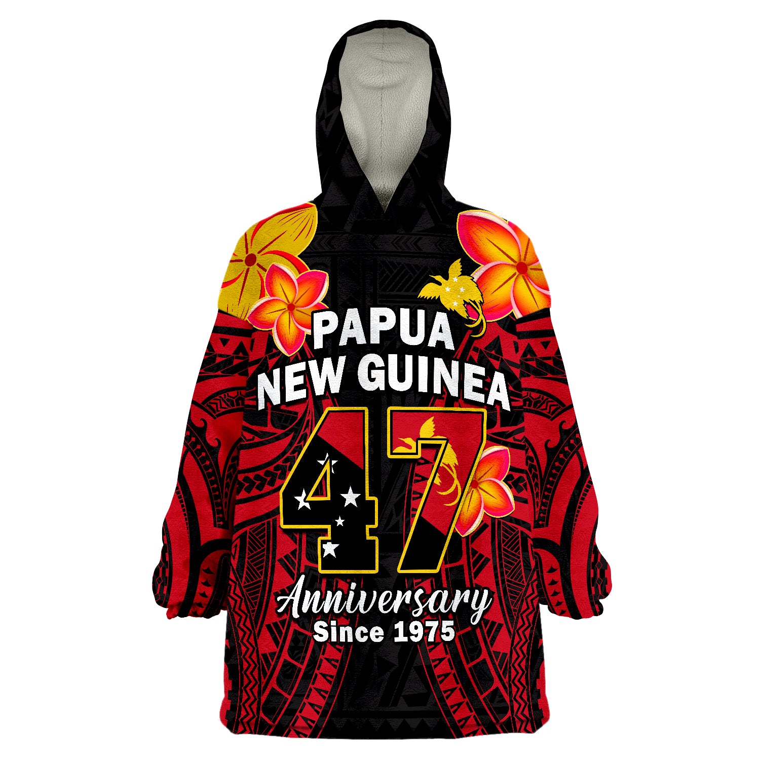 Papua New Guinea PNG 47 Years Independence Anniversary Wearable Blanket Hoodie LT14 Unisex One Size - Polynesian Pride