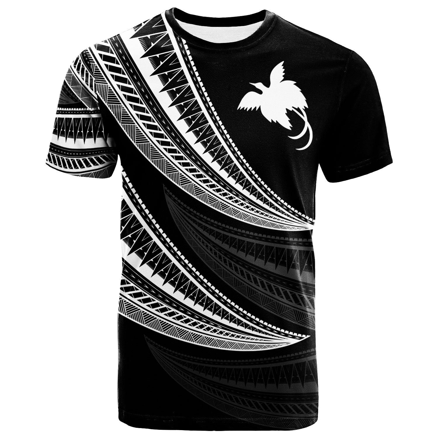 Papua New Guinea Custom T Shirt Wave Pattern Alternating White Color Unisex White - Polynesian Pride