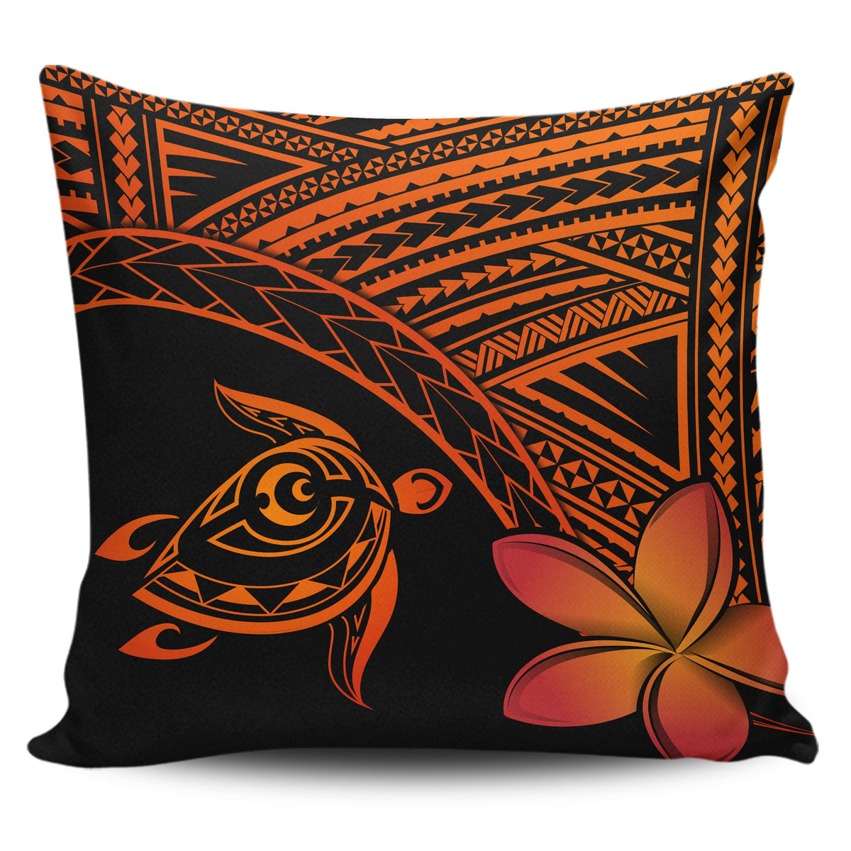 hawaiiPillow Cases - Hawaii Turtle Plumeria Orange One Size 18"x18"(Twin Sides) Orange - Polynesian Pride