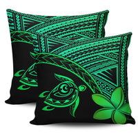 hawaiiPillow Cases - Hawaii Turtle Plumeria Green One Size 18"x 18" (Twin Sides) (Set of 2) Green - Polynesian Pride