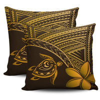 hawaiiPillow Cases - Hawaii Turtle Plumeria Brown One Size 18"x 18" (Twin Sides) (Set of 2) Brown - Polynesian Pride