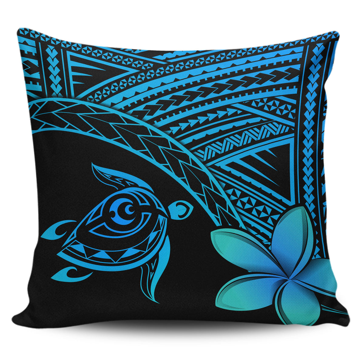 hawaiiPillow Cases - Hawaii Turtle Plumeria Blue One Size 18"x18"(Twin Sides) Blue - Polynesian Pride