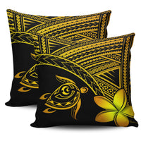 hawaiiPillow Cases - Hawaii Turtle Plumeria Yellow One Size 18"x 18" (Twin Sides) (Set of 2) Yellow - Polynesian Pride