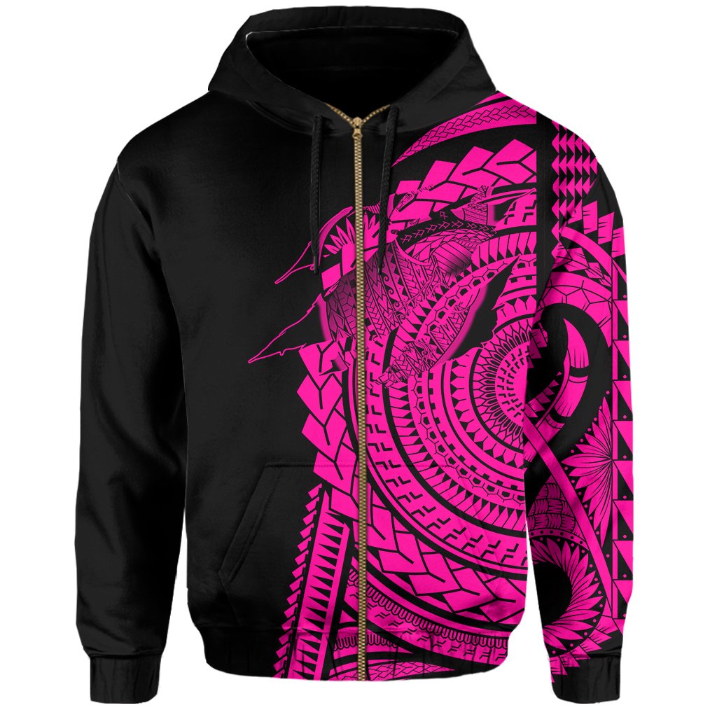 Hawaii Polynesian Zip Hoodie In My Heart Ryan Style Pink - Polynesian Pride