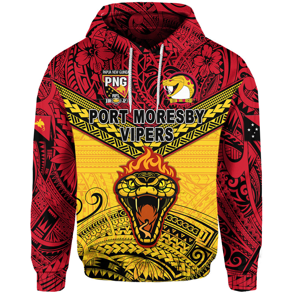 Papua New Guinea Port Moresby Vipers Hoodie Rugby Original Style Red LT8 - Polynesian Pride