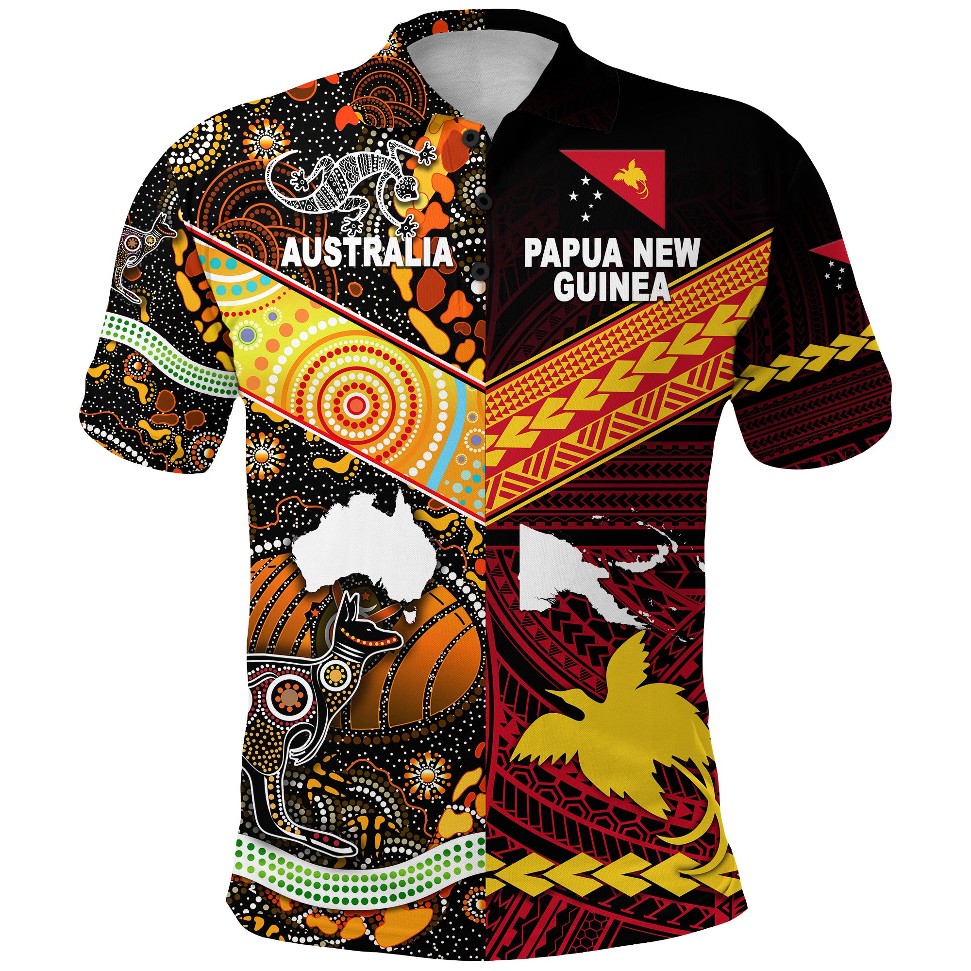 Papua New Guinea Australia Polo Shirt Polynesian and Aboriginal Togeth -  Polynesian Pride
