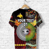 Custom Papua New Guinea and Australia Aboriginal T Shirt Together, Custom Text and Number LT8 - Polynesian Pride