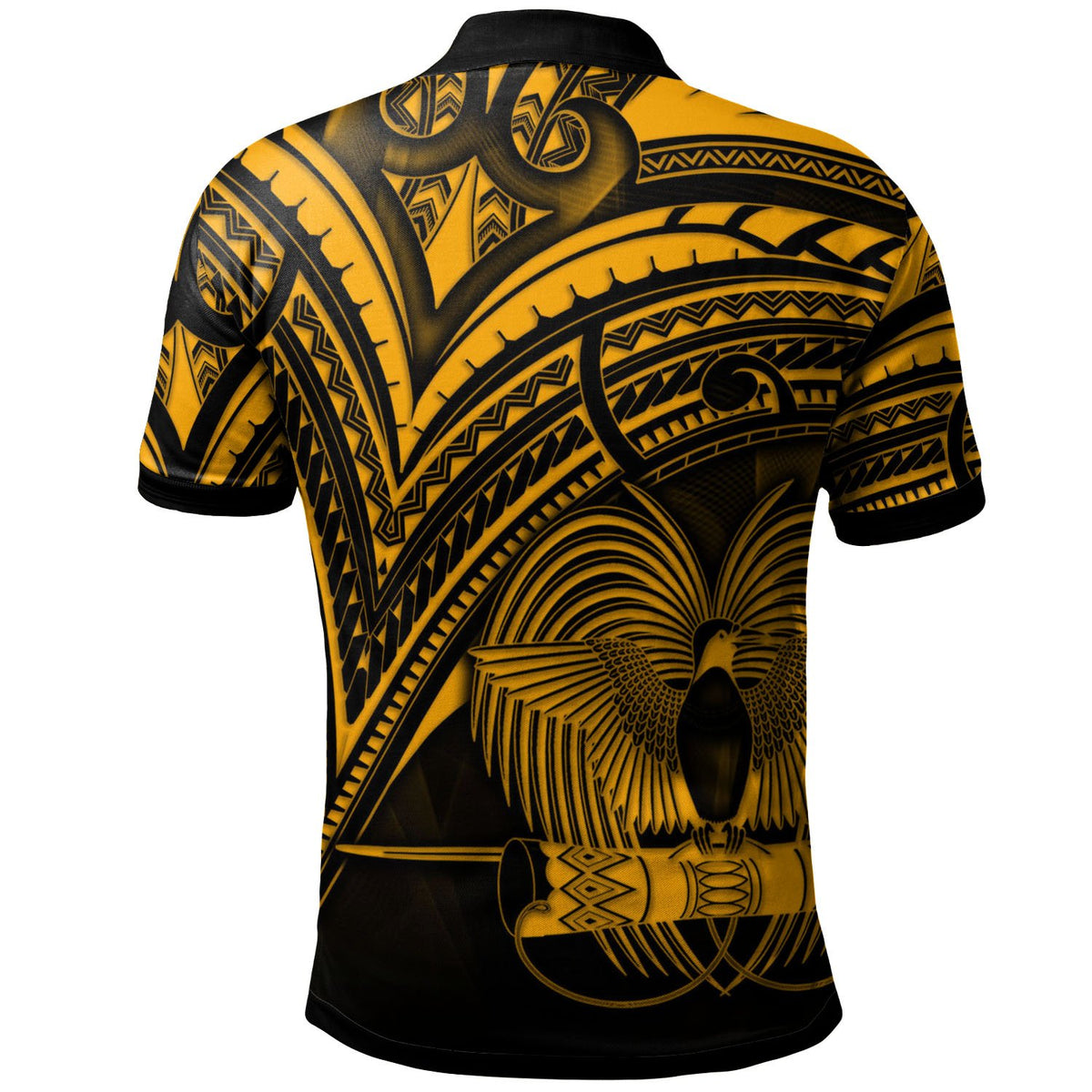Papua New Guinea Polo Shirt Gold Color Cross Style - Polynesian Pride