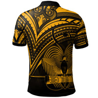 Papua New Guinea Polo Shirt Gold Color Cross Style - Polynesian Pride