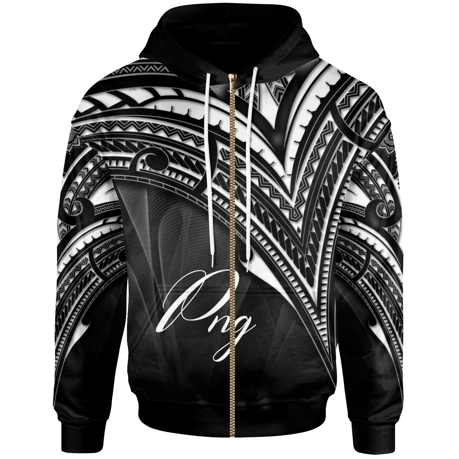 Papua New Guinea Zip Hoodie Cross Style Unisex Black - Polynesian Pride