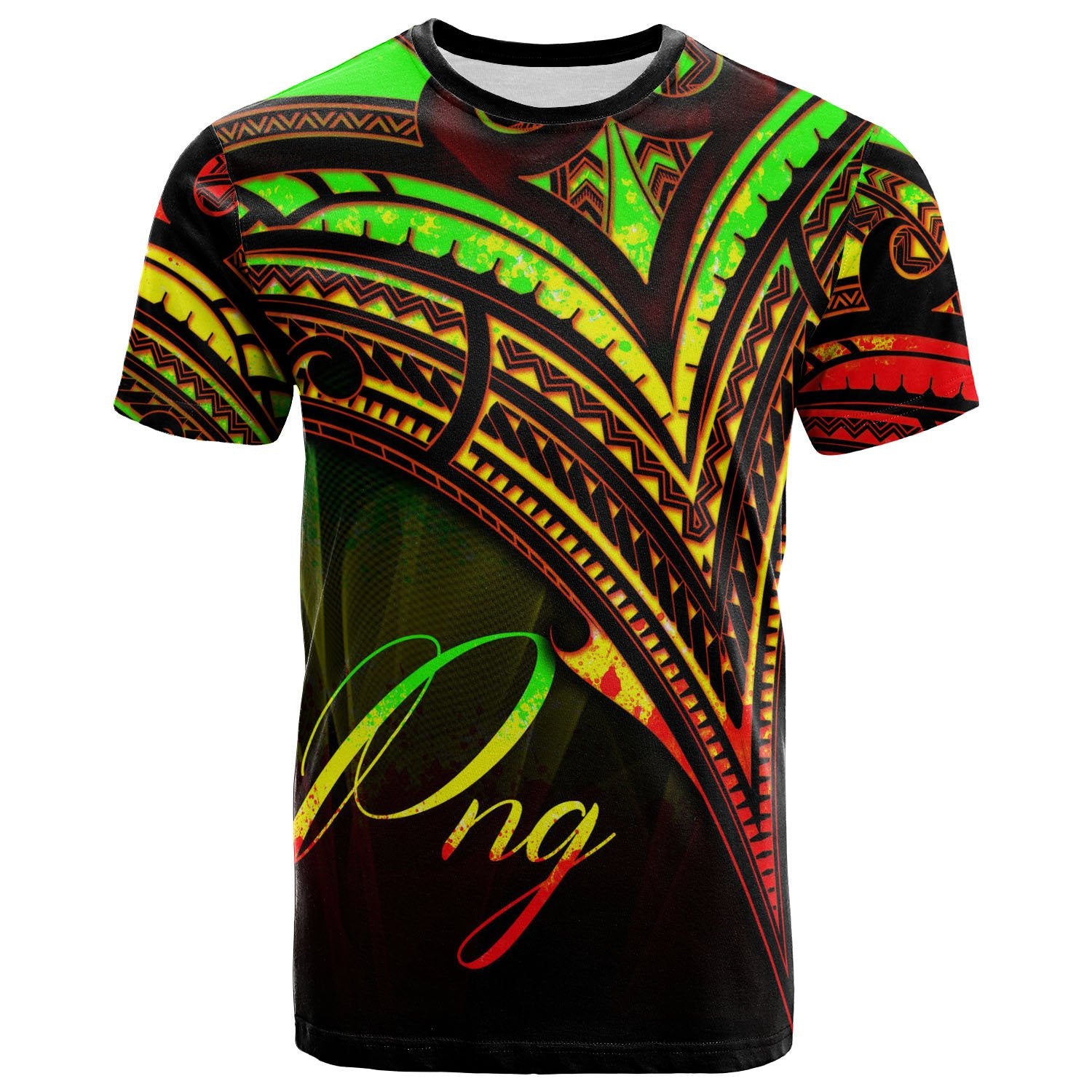 Papua New Guinea T Shirt Reggae Color Cross Style Unisex Black - Polynesian Pride