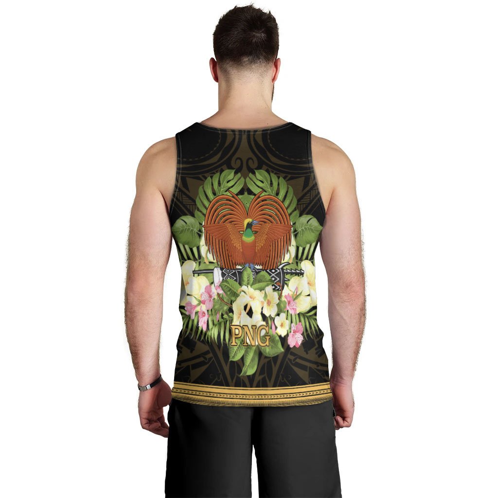 Papua New Guinea Men's Tank Top - Polynesian Gold Patterns Collection - Polynesian Pride