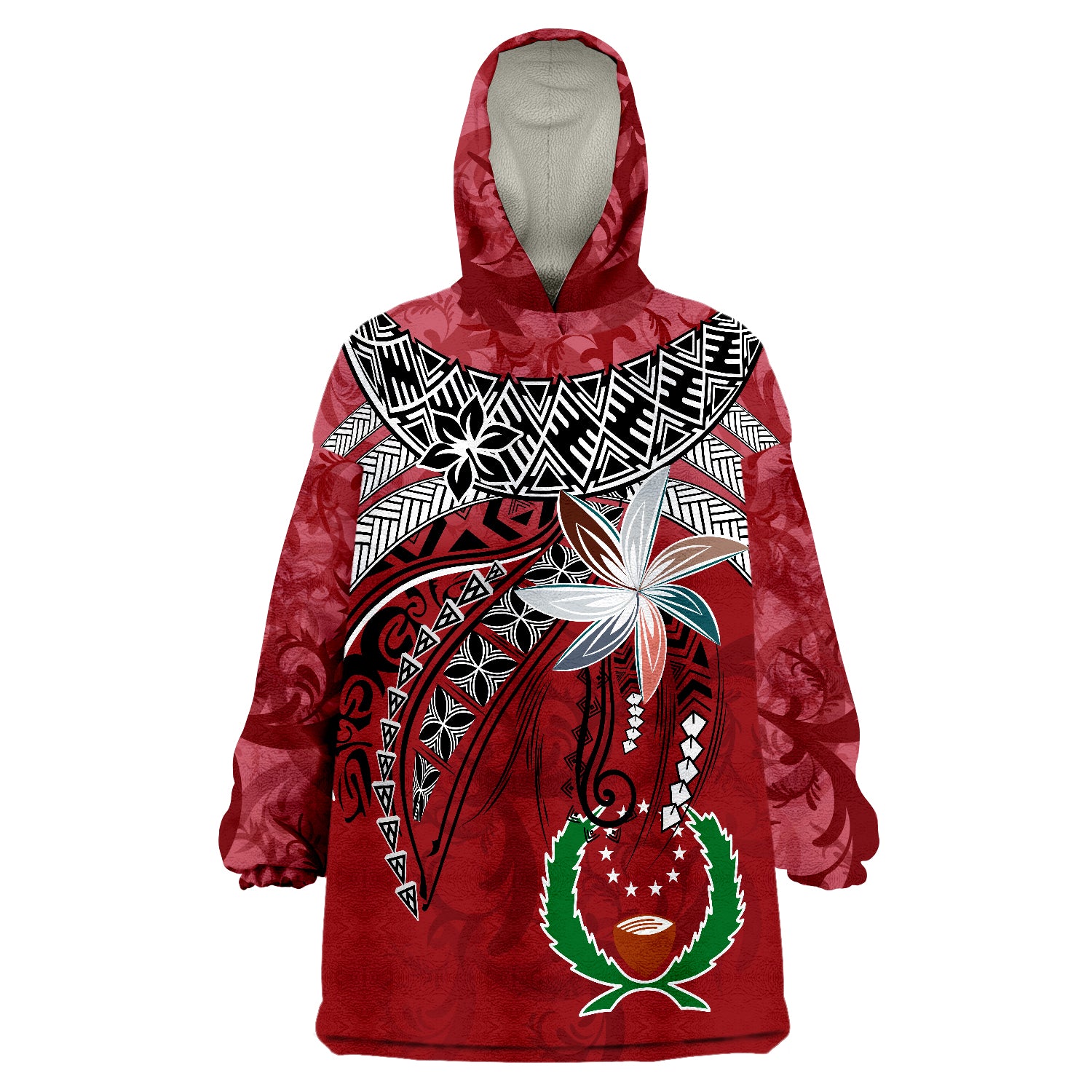 Pohnpei Fanciful Forest Red Color Wearable Blanket Hoodie LT9 Unisex One Size - Polynesian Pride