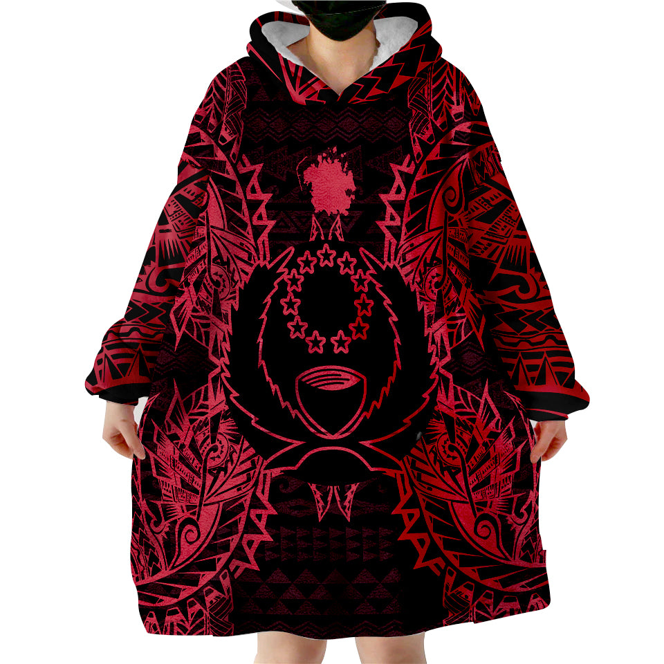 Pohnpei Pohnpei Flag Map Polynesian Tattoo Red Wearable Blanket Hoodie LT9 - Polynesian Pride