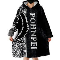 Pohnpei Polynesian White Line Wearable Blanket Hoodie LT9 - Polynesian Pride