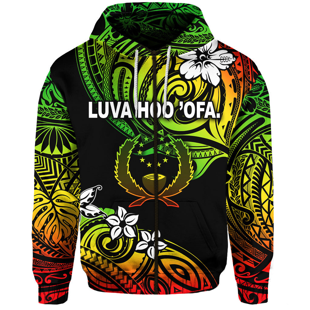 (Palanite) FSM Pohnpei Hoodie Unique Vibes Reggae LT8 Zip Hoodie Gold - Polynesian Pride
