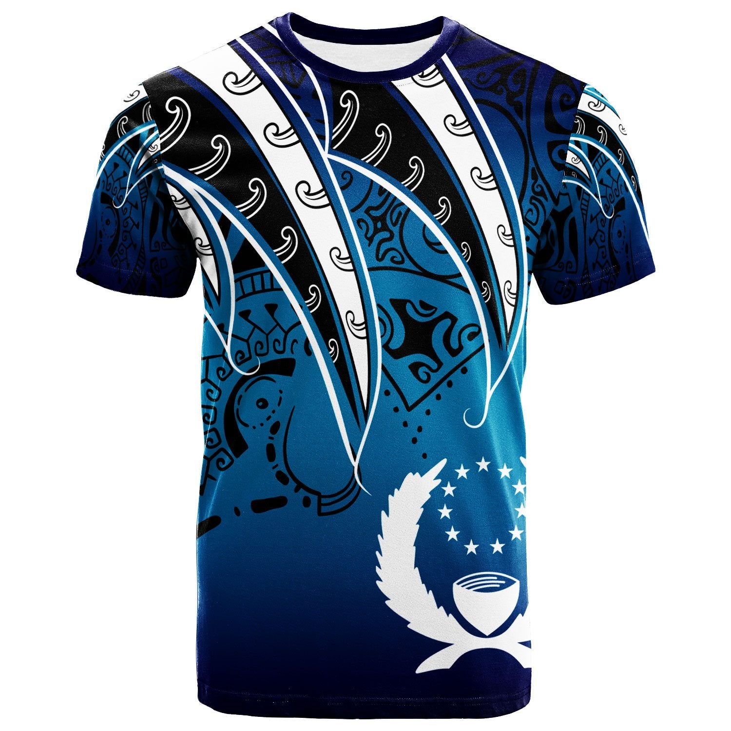Pohnpei T Shirt Tropical Leaf Blue Gradient Style Unisex Blue - Polynesian Pride
