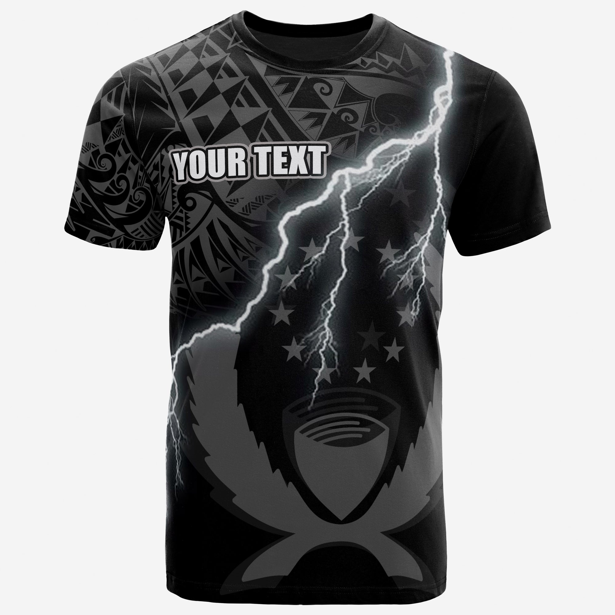 Pohnpei Custom T Shirt Pohnpei Flag Lighting Thunder Unisex Black - Polynesian Pride