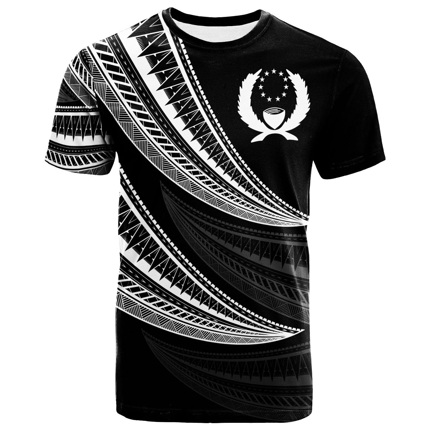 Pohnpei Custom T Shirt Wave Pattern Alternating White Color Unisex White - Polynesian Pride