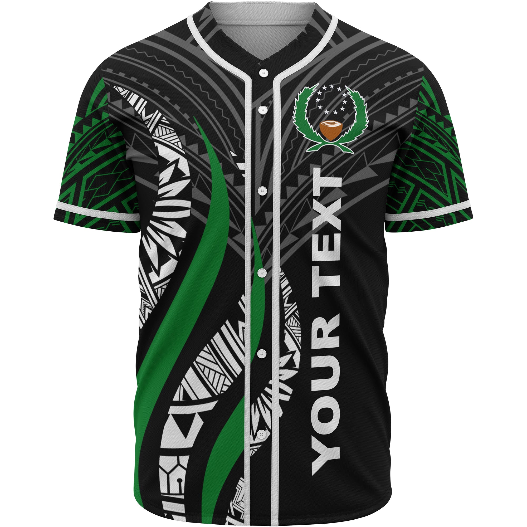 Pohnpei Polynesian Custom Personalised Baseball Shirt - Pohnpei Strong Fire Pattern Unisex Black - Polynesian Pride