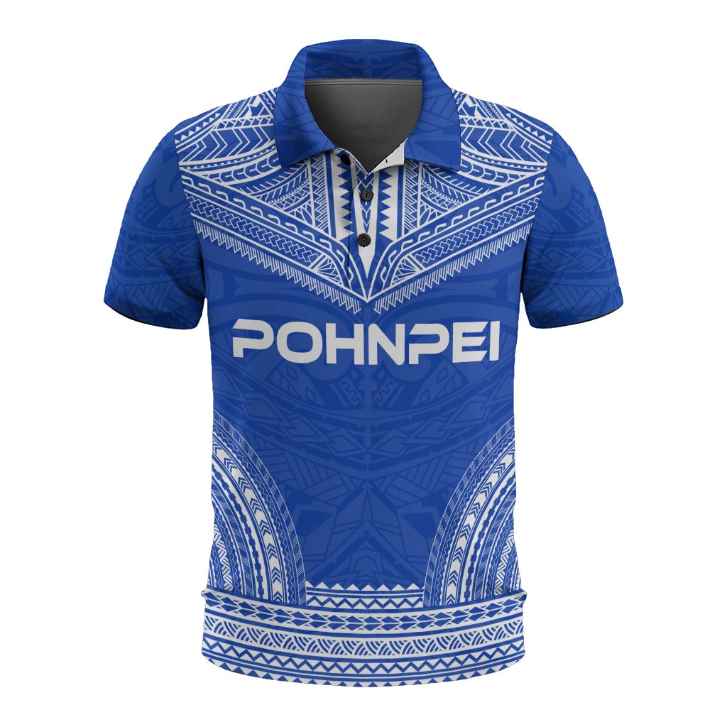 Pohnpei Polo Shirt Pohnpei Flag Polynesian Chief Tattoo Flag Version Unisex White - Polynesian Pride