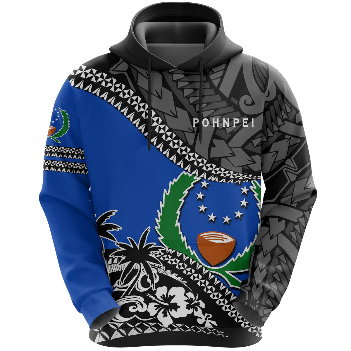 Pohnpei Hoodie Fall In The Wave K7 Unisex Blue - Polynesian Pride