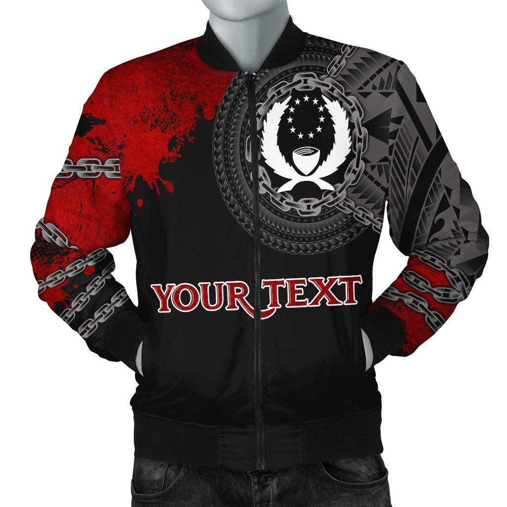 Pohnpei Polynesian Personalised Men's Bomber Jacket - Polynesian Chain Style Black - Polynesian Pride