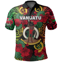 Vanuatu Hibiscus Polo Shirt LT6 Black - Polynesian Pride