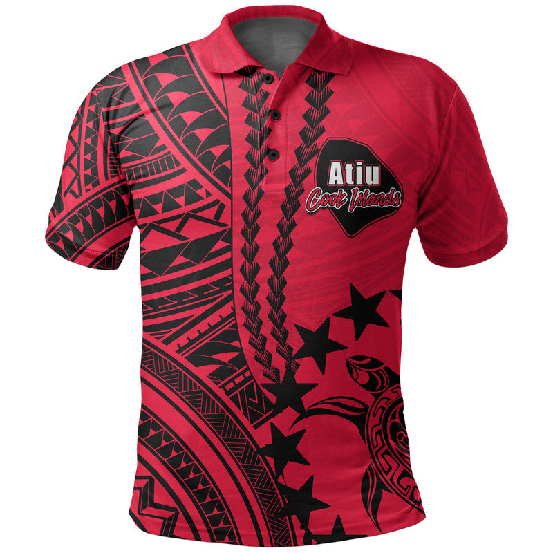 Cook Islands Atiu Polynesian Polo Shirt LT6 Red - Polynesian Pride